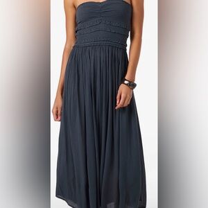 O’Neill Devyn Midi dark gray Strapless Dress small NWT